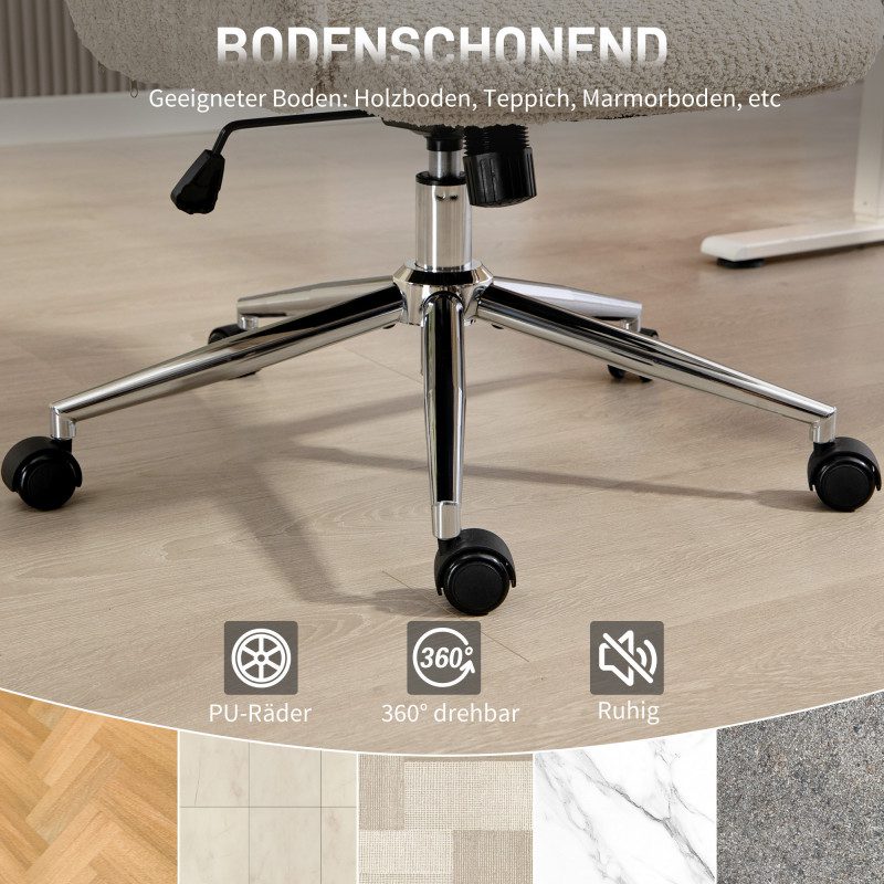 Kontorsstol i Gråvit Teddy – Ergonomisk Design & Justerbart Nackstöd