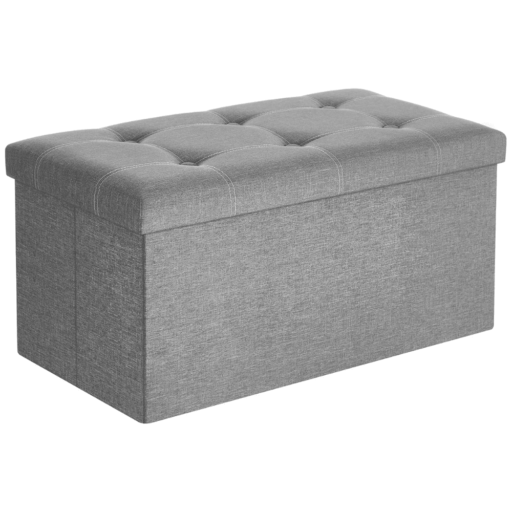 Ljusgrå Sittbänk med Förvaring och Linneimitation - 76x38 cm