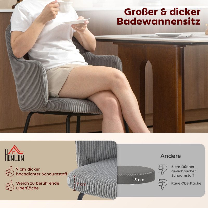 Stol för Matsal – Grå Cord, Modern Wannenform - Bild 7