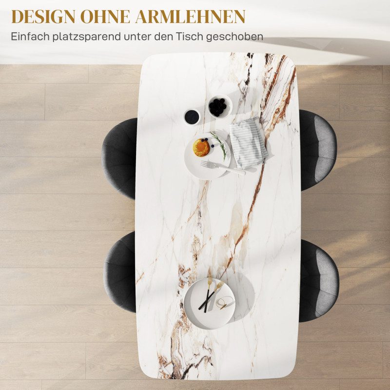 Matstolar 4-pack Mörkgrå Sammet med Svarta Stålben