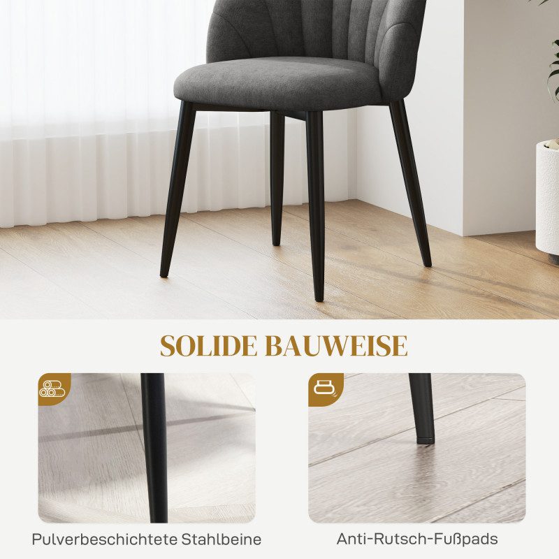 Matstolar 4-pack Mörkgrå Sammet med Svarta Stålben