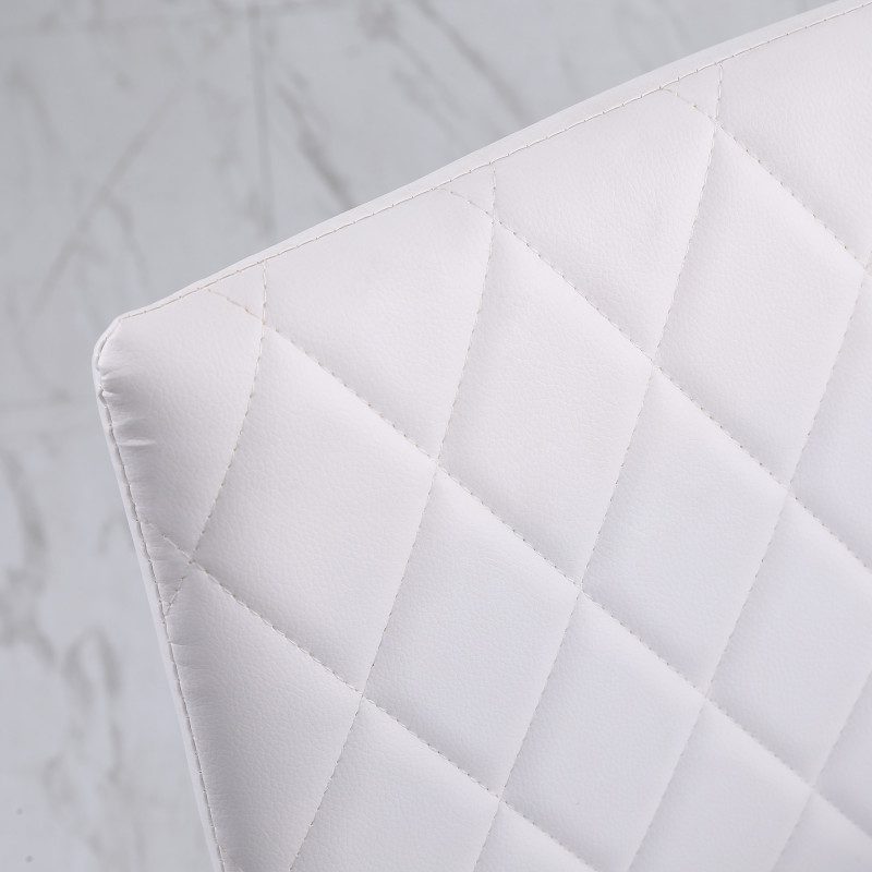 Matstolar 4-pack Vit Konstläder med Metallben och Hög Rygg