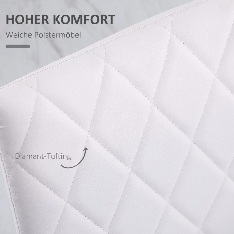 Matstolar 4-pack Vit Konstläder med Metallben och Hög Rygg