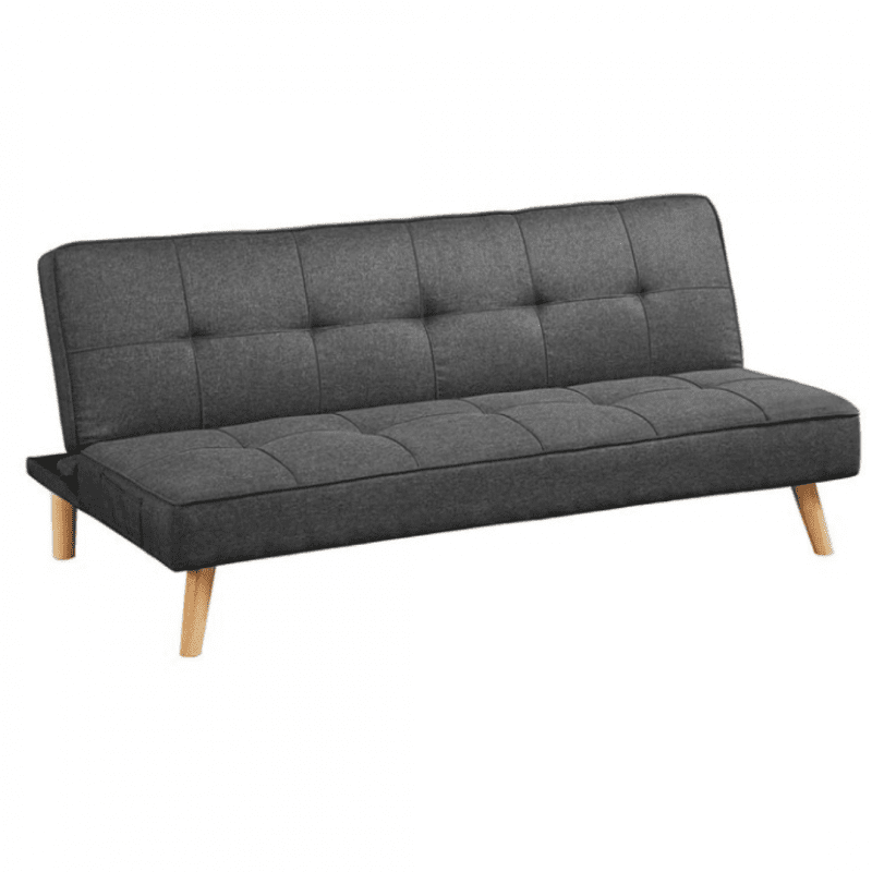 Mörkgrå bäddsoffa i linne-look, 3-sits – 175 × 83 × 76 cm