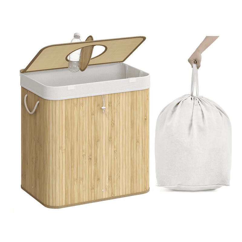 Pantpåsehållare 120 Liter – Med Hål och Lock i Bambu