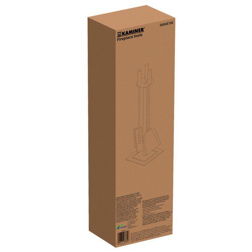 Eldstadsset 4 delar – robust metallställ 60×15 cm för öppen spis