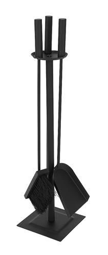 Eldstadsset 4 delar – robust metallställ 60×15 cm för öppen spis