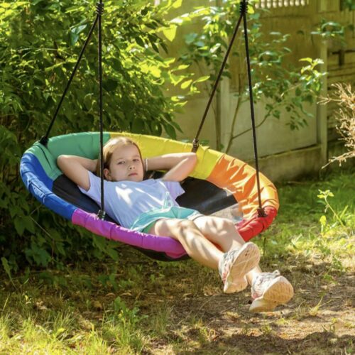 Stor rund gunga Ø110 cm – Stork's Nest-design, för barn & vuxna, upp till 150 kg