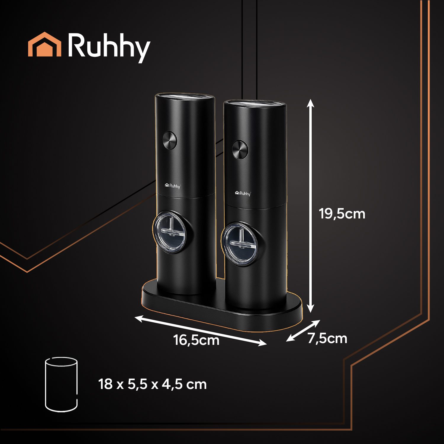 Elektriska Salt- & Pepparkvarnar 2-pack – LED-ljus och Steglös Malningsinställning