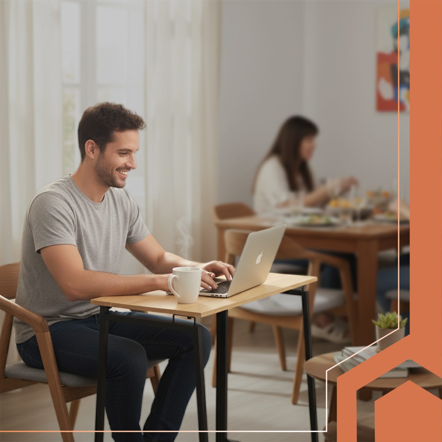 Platsbesparande hopfällbart skrivbord i industriell design – 80 x 74,5 x 40 cm