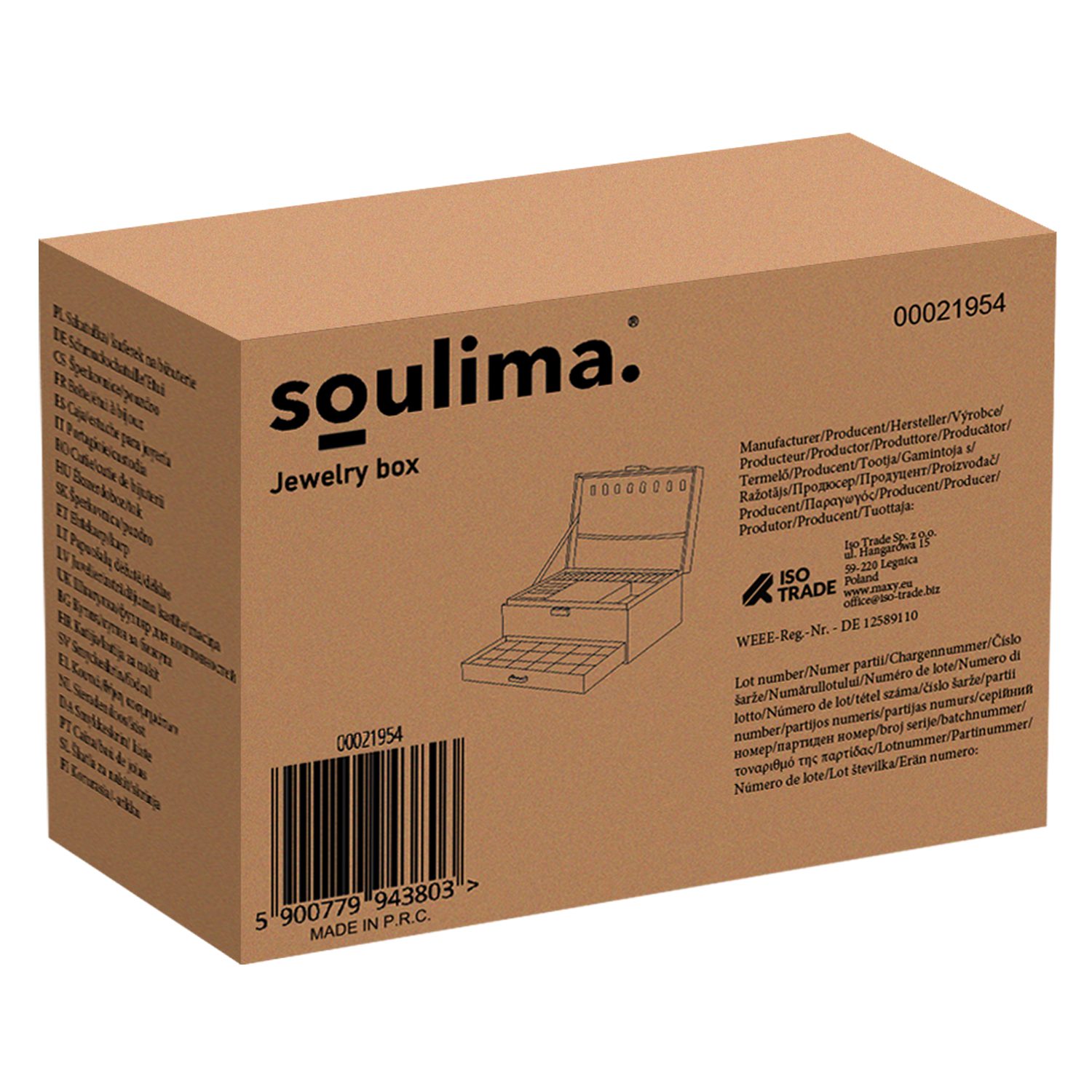 Grönt smyckeskrin – 24,5 × 18 × 11,5 cm