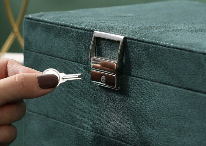 Grönt smyckeskrin – 24,5 × 18 × 11,5 cm