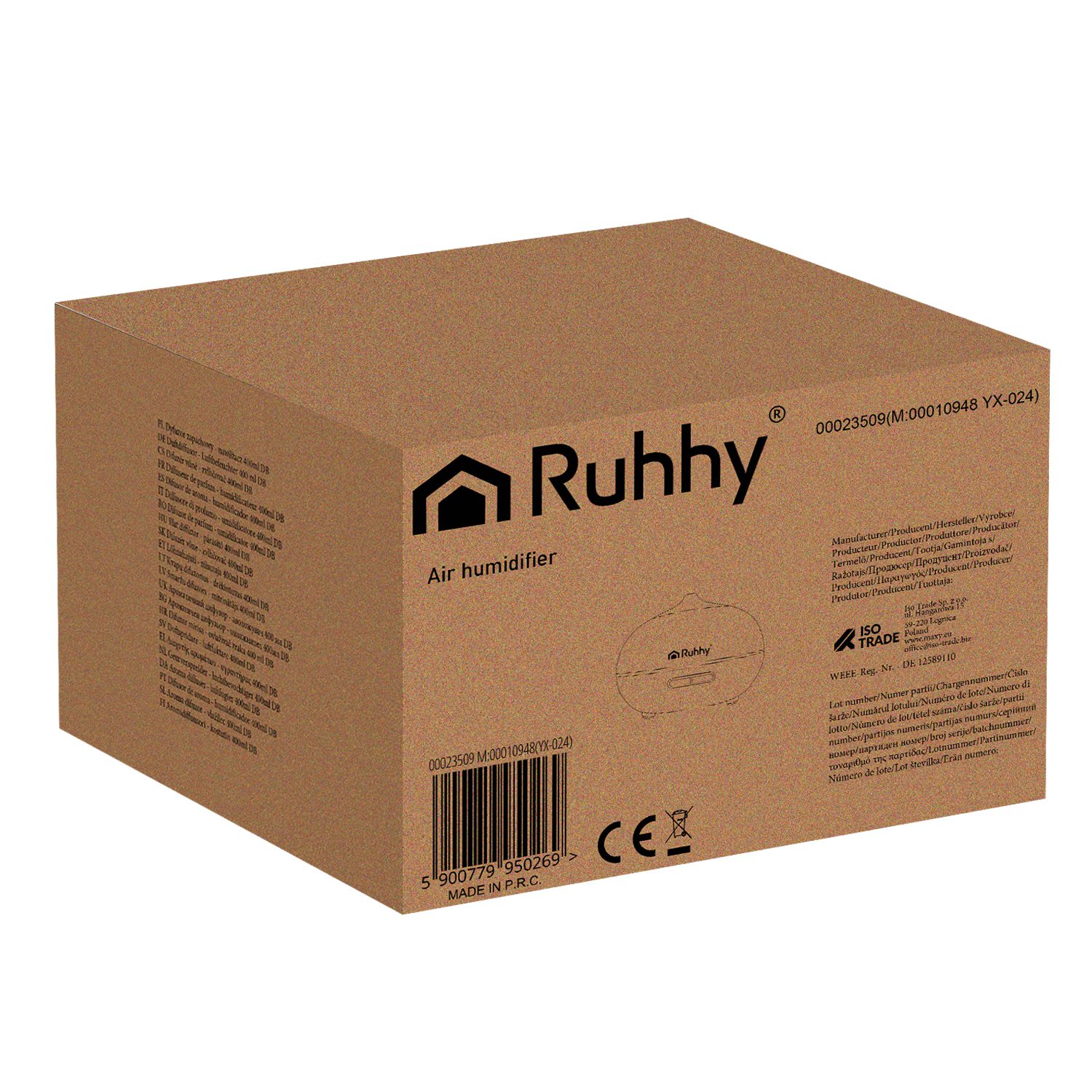 Aroma Luftfuktare LB 300 ml – fjärrkontroll & LED (brun)