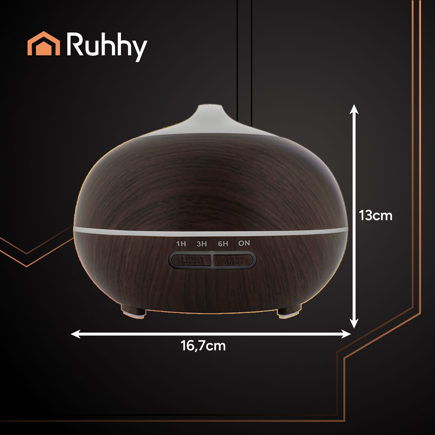 Aroma Luftfuktare LB 300 ml – fjärrkontroll & LED (brun)