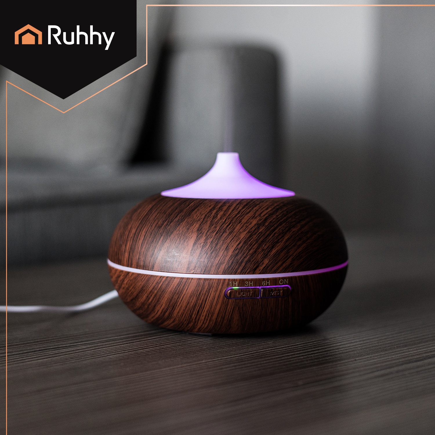 Aroma Luftfuktare LB 300 ml – fjärrkontroll & LED (brun)