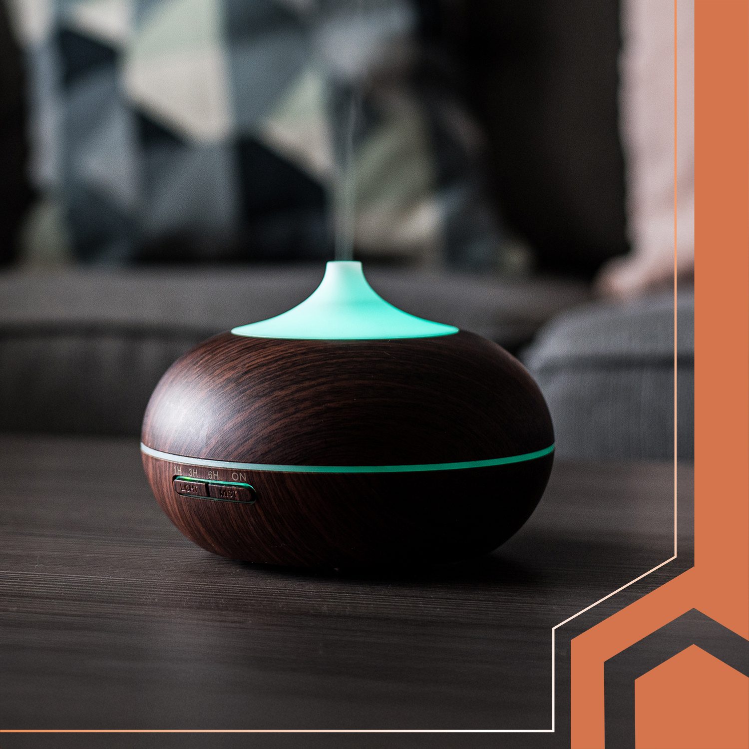 Aroma Luftfuktare LB 300 ml – fjärrkontroll & LED (brun)