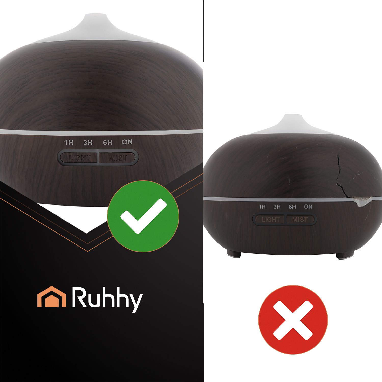 Aroma Luftfuktare LB 300 ml – fjärrkontroll & LED (brun)