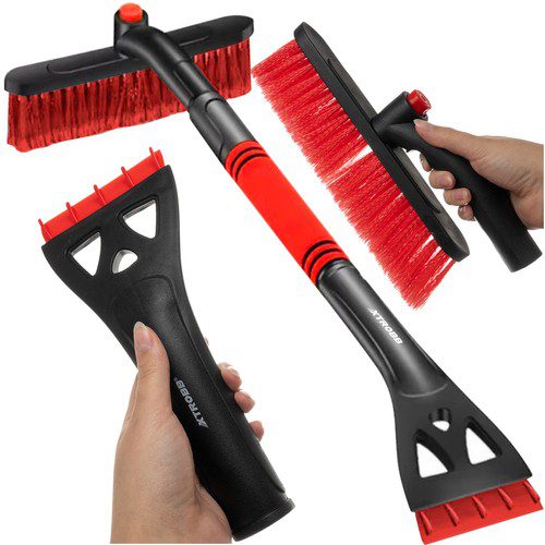 Fönsterskrapa med borste – teleskopisk snöskrapa 95 cm för snöröjning