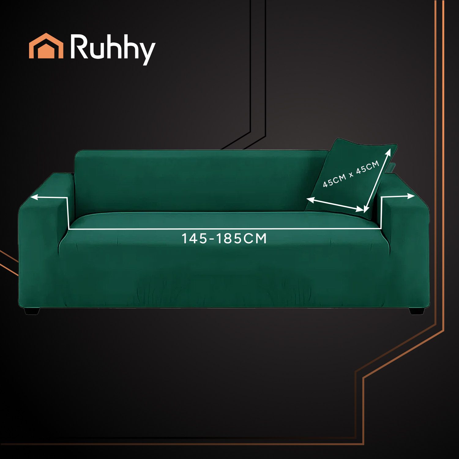 Vattentätt Sofföverdrag i Elastisk Velour – Grön, Passar 145–185 cm