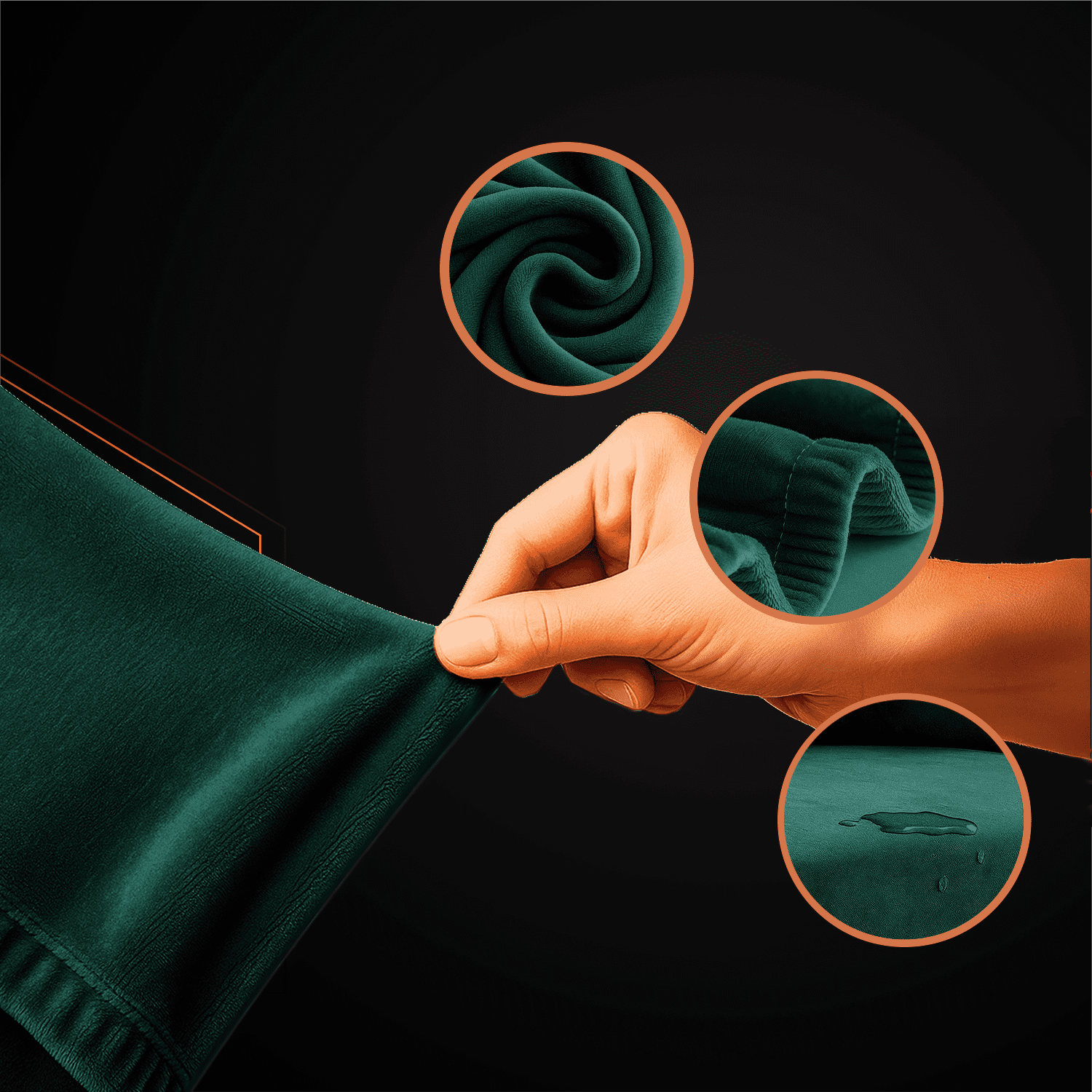 Vattentätt Sofföverdrag i Elastisk Velour – Grön, Passar 145–185 cm