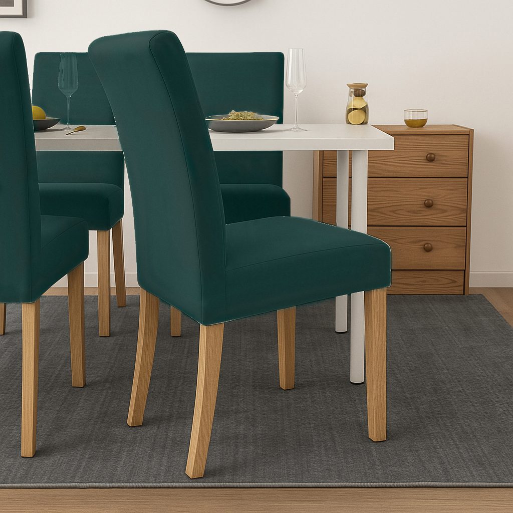6-pack Sammet Stolsöverdrag – Elastiska, Grön, Passar De Flesta Stolar