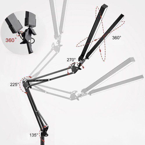 Flexibel LED-klämlampa – dubbla ljuskällor för skrivbord