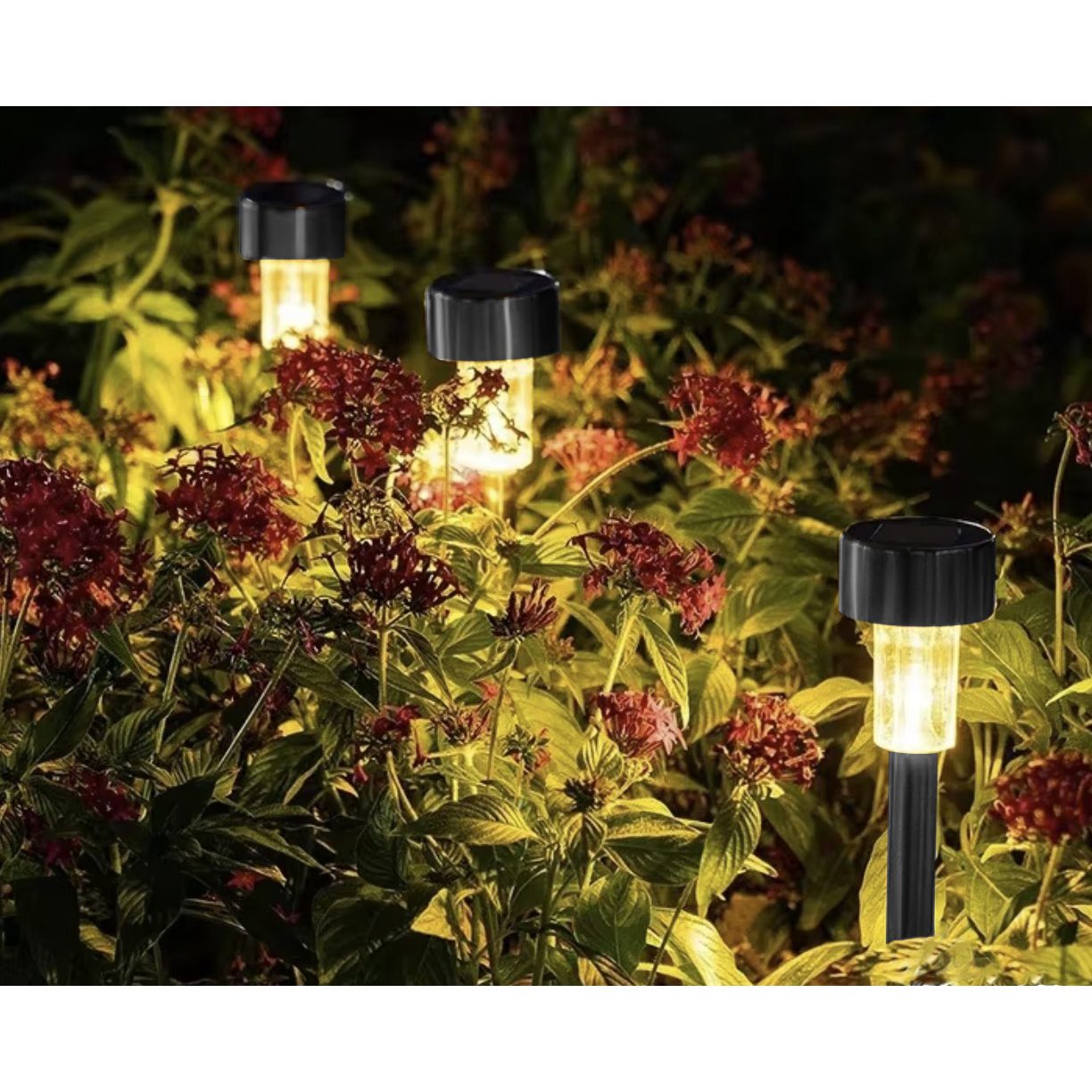 Varmvita solcells-LED-lampor för trädgården – 10-pack med skymningssensor och IP44-skydd