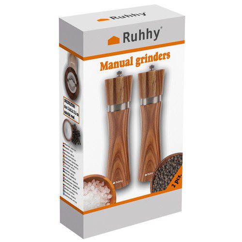 Salt- & pepparkvarnar i elegant trädesign – 2-pack med keramisk