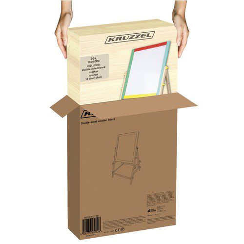 Roterande dubbelsidig barntavla – magnetisk whiteboard & kritboard i ett