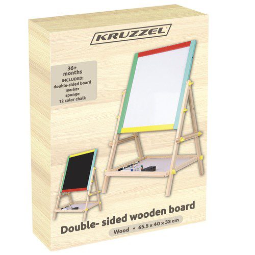 Roterande dubbelsidig barntavla – magnetisk whiteboard & kritboard i ett