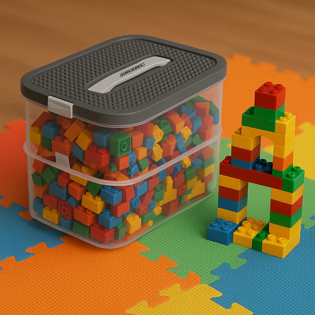 Stor 15 L organiseringslåda med fack – praktisk 2-vånings behållare för block och tillbehör