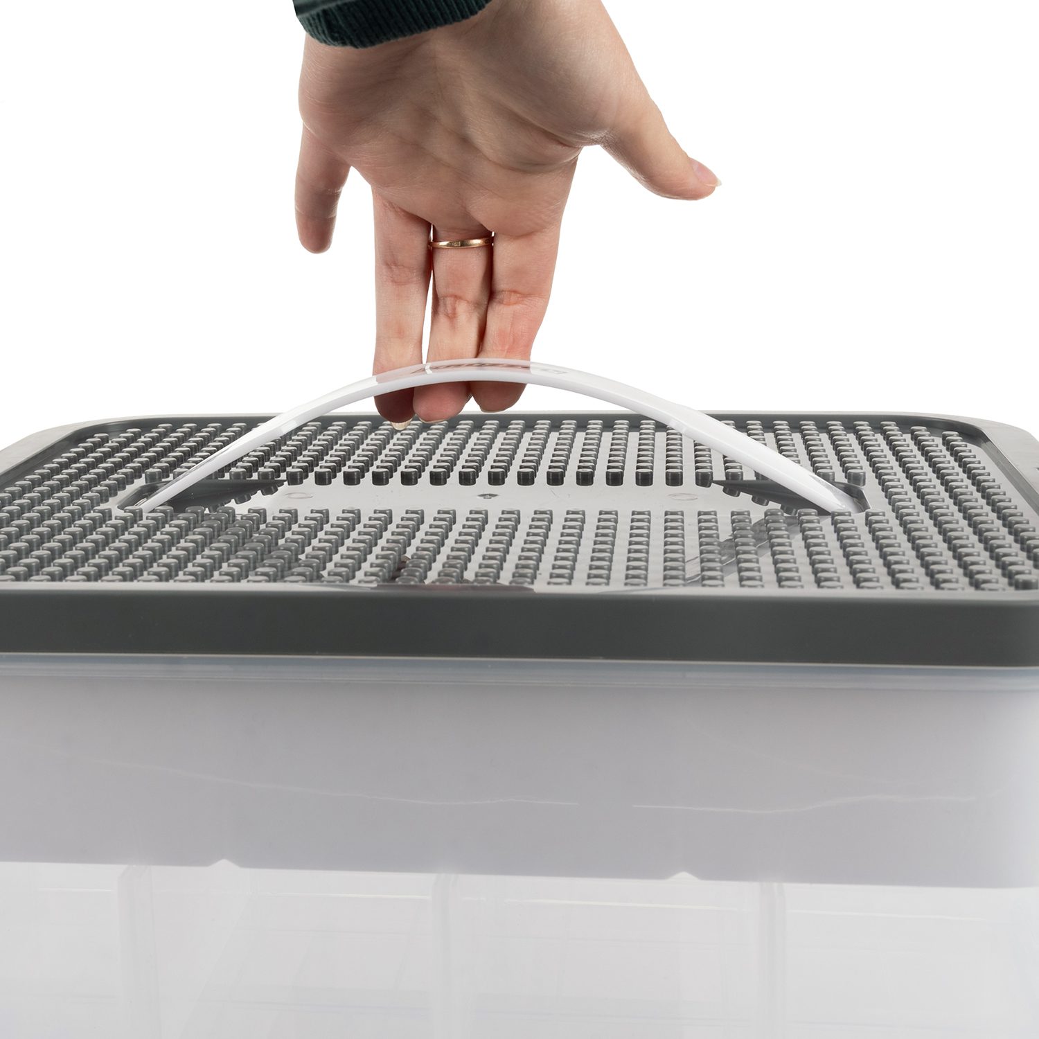 Bygglåda för klossar – 22 L klossförvaring i 3 våningar med lock, transparent design