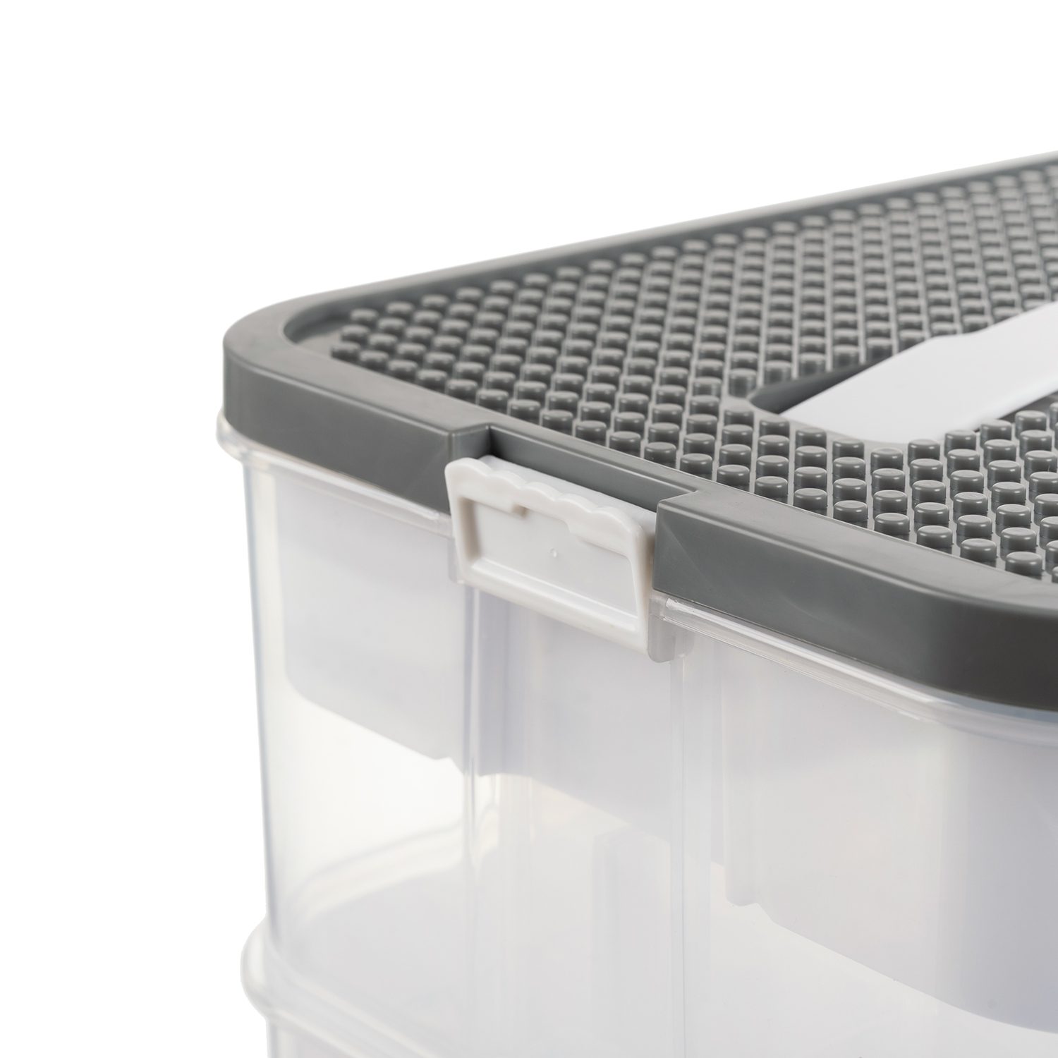 Bygglåda för klossar – 22 L klossförvaring i 3 våningar med lock, transparent design