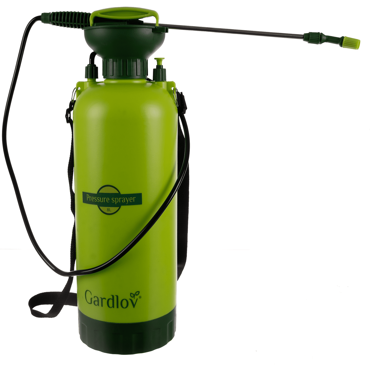 Handhållen trädgårdsspruta 8 L – lång lans, 140 cm räckvidd, slang & axelrem