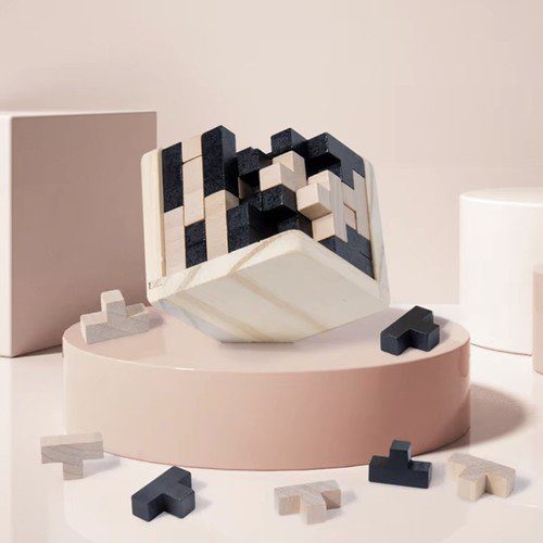 Creative Cube träpussel – logiskt staplingsspel i hållbar trädesign