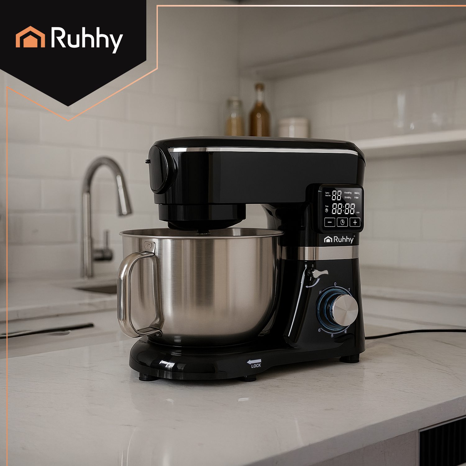 Multifunktionell Planetarisk Köksmaskin 6,2 L Svart – 2000 W, Uppvärmd Skål, Blender 1,5 L & Tillbehör