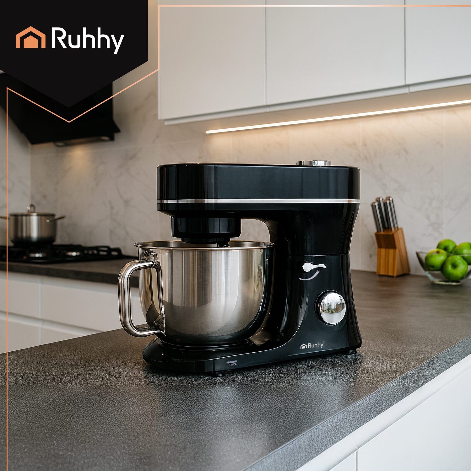 Planetarisk 6,2 L Köksmaskin med Värmeskål, Touchdisplay & 3 Praktiska Tillbehör