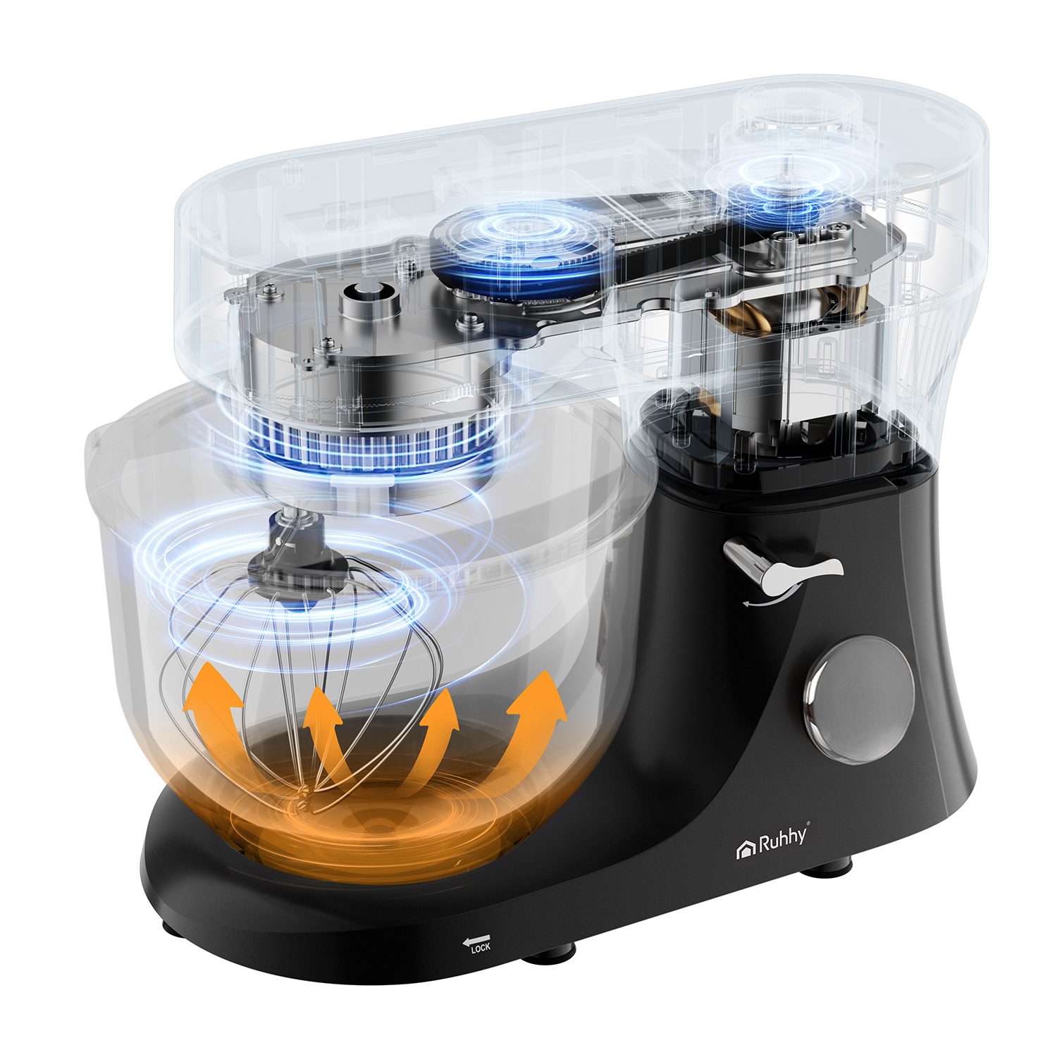 Planetarisk 6,2 L Köksmaskin med Värmeskål, Touchdisplay & 3 Praktiska Tillbehör