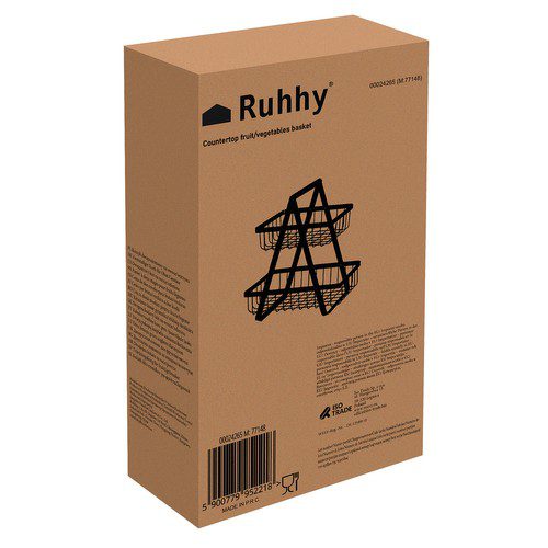 Tvåvånings fruktkorg – metall med trähandtag