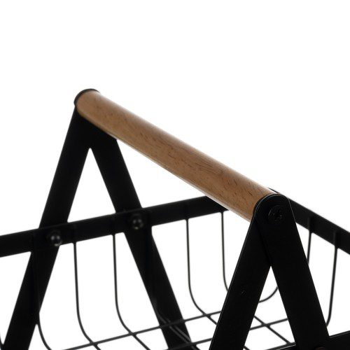 Tvåvånings fruktkorg – metall med trähandtag