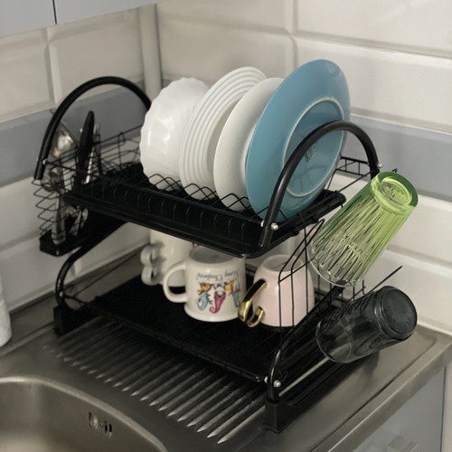 Diskställ med 2 nivåer – hållbar konstruktion i järn, 37 × 53 × 25 cm