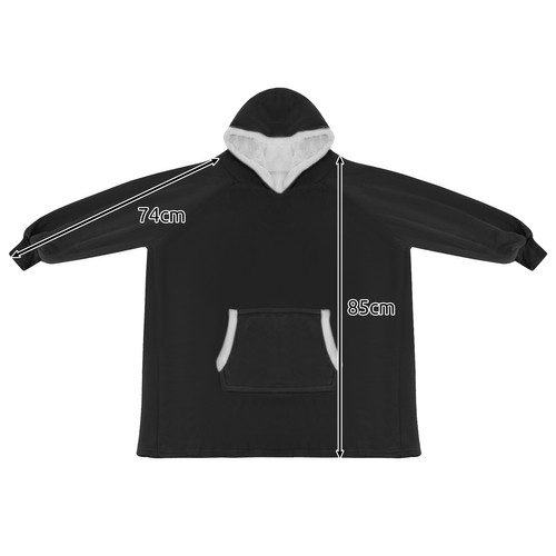 Svart oversize hoodie XXL – tjock filttröja med huva och fickor