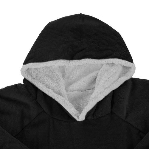 Svart oversize hoodie XXL – tjock filttröja med huva och fickor