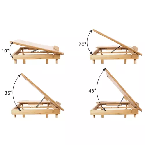 Hopfällbart laptopbord i bambu för säng med justerbart stativ