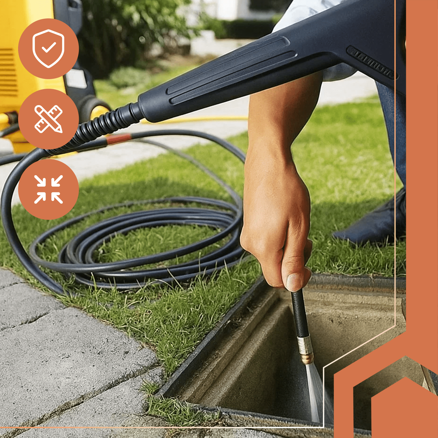 Avlopps- och Ytrengöringsslang 20 m – Högtryck 138 bar, Svart