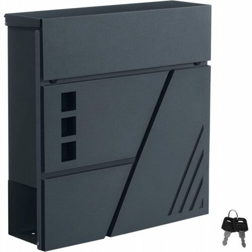 Rostfri Brevlåda med Lås & Visningsfönster, 37 x 10,5 x 37 cm