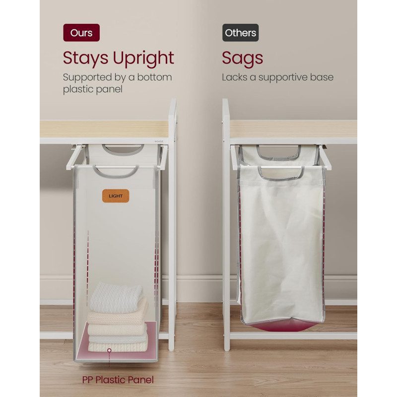 Rullande Tvättvagn med Hyllor – 2 Korgar, 100 Liter, Grå