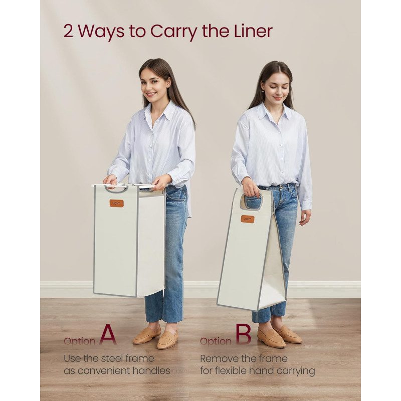 Rullande Tvättvagn med Hyllor – 2 Korgar, 100 Liter, Grå