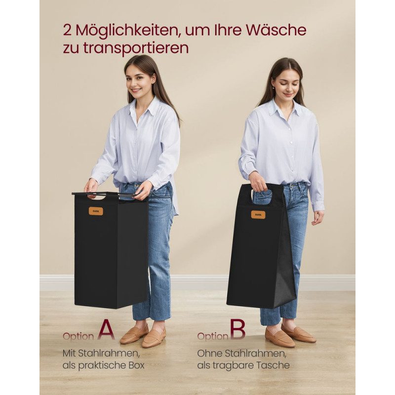 Rullbar Tvättsorterare 150L – 4 Korgar, 72,4 x 33 x 109,1 cm