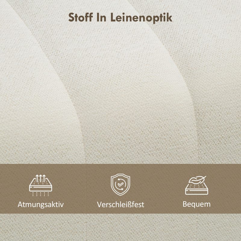 Sängbänk Krämvit Linnetyg med Kanalquiltad Design